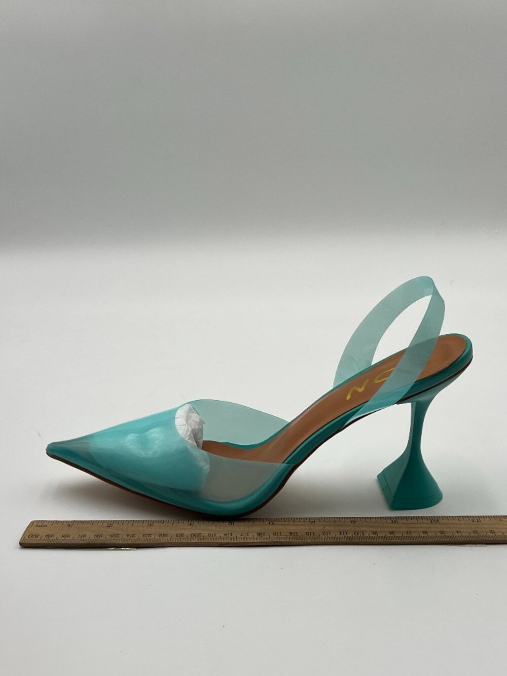 YDN Turquoise Transparent Pumps Slingback Slip On Wineglass Slim High Heels Shoe